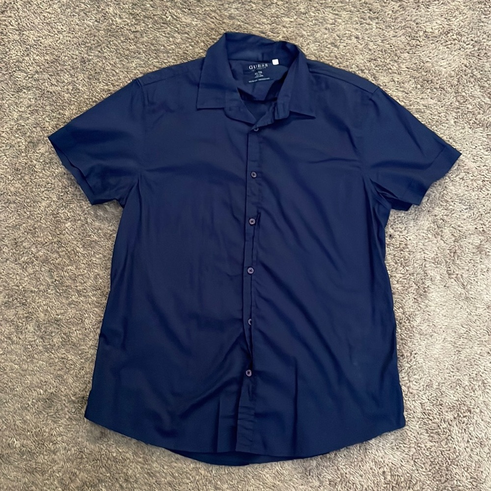 Guess Men's Navy Casual Button Down Shirt